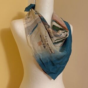 Japan Art Scarf Scenic Print Silk Scarf 🧣
